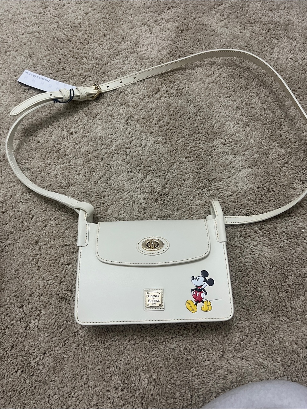 Dooney & Bourke Cream Leather Mickey Crossbody Bag